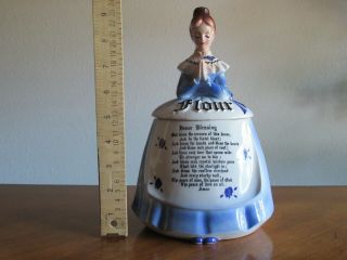 Read Enesco Mother In The Kitchen Prayer Girl Lady Flour Canister Jar Container