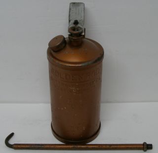 Vintage Golden Rod Dutton Lainson Co 1 Qt Quart Brown Can Oiler Thumb Pump