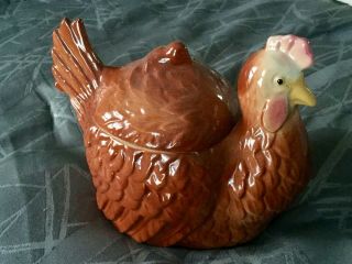 Vintage 50s Cookie Jar Fapco Usa Chicken & Chick Fredricksburg Art Pottery