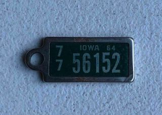 1964 Iowa Dav Tag Ia Mini License Plate Key Chain Tag Disabled Veteran