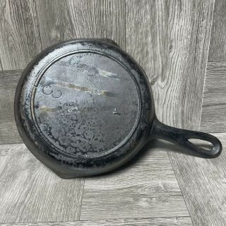 Vintage Lodge 3 Scarce Single Notch Cast Iron Skillet 3y Cleaned Reverse 3
