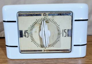 Vintage 1951 Lux Clock Mfg Ceramic Kitchen Range Stove Oven Timer