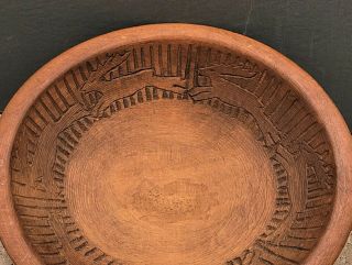 Vintage Primitive Munising Wood Wooden Dough Bowl Hand Carved Deer Antelope 9 "