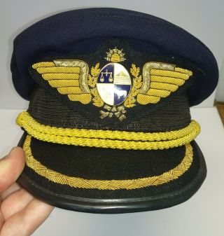 Vintage Uruguay Air Force Fau Aviator Military Brigadier General Cap Hat Visor