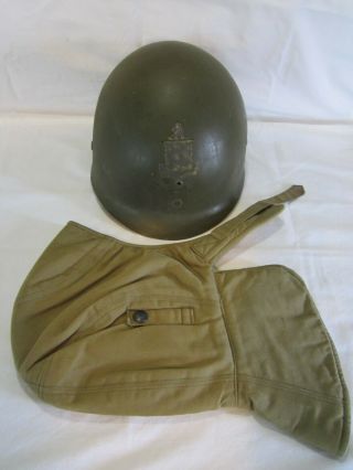 Vintage Wwii Ww2 Us Army Cold Weather Hat & M1 Helmet Liner With Decal