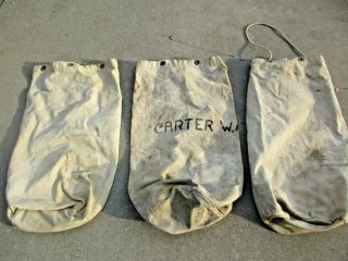 3 Vintage Us Navy U.  S.  N.  R.  White Canvas Sea Bags That Are In Good Shape 33 " X19 "