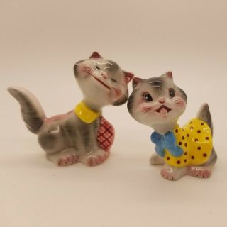 Vintage Py Napco Japan Cat Salt And Pepper Shakers,  1 W/dress And 1 W/tie