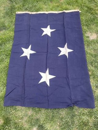 Vintage Us Navy Admiral Flag 4 Star Stitched Stars