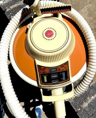 Vintage Hoover Celebrity Orange Flying Saucer Metal Vacuum S3005