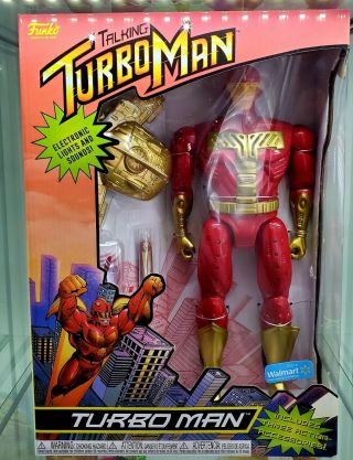 Talking Turbo Man Action Figure Funko 13.  5” Walmart Exclusive Lights Christmas.