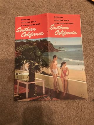 Vintage 1956 Southern California Vintage Sight Seeing Map Brochure
