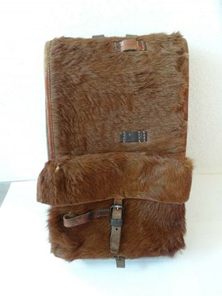 Perfect 1940 Swiss Army Cowhide Leather Backpack Rucksack Military Fur Vintage
