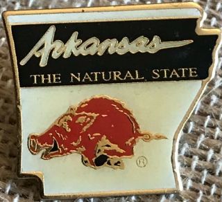 Vintage Arkansas Razorback The Natural State Lapel Pin Souvenir Pin