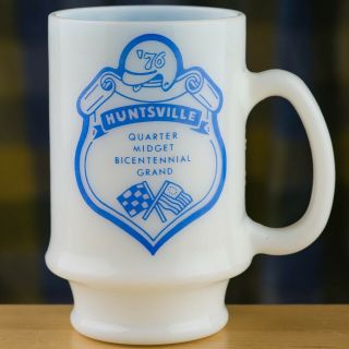 1976 Milk Glass Mug Huntsville Bicentennial Quarter Midget Grand National (l1)