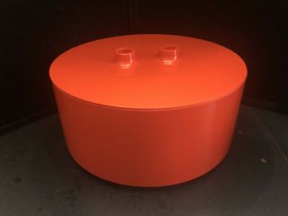 Vintage Heller Massimo Vignelli Orange Melamine Covered Bowl Finger Lid