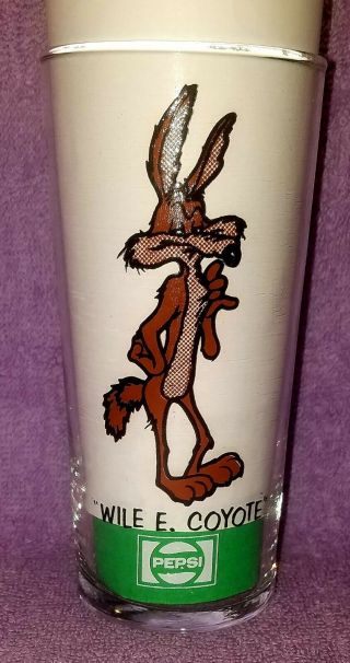 Pepsi Htf 1973 15oz Lun Wile E.  Coyote Looney Tunes Warner Bros Glass