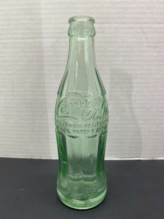 Vtg Green Glass Embossed Coca Cola Bottle Hobbleskirt 6 Fl Oz Kansas City Mo