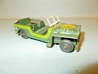 Hwn Tinplate Friction Drive Us Army Willys Jeep Circa 1960 Germany