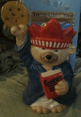 Statue Of Liberty Bear Holding A Cooking Cookie Jar Treasure Craft