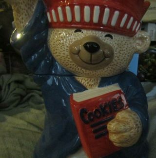 STATUE OF LIBERTY BEAR HOLDING A COOKING COOKIE JAR TREASURE CRAFT 2