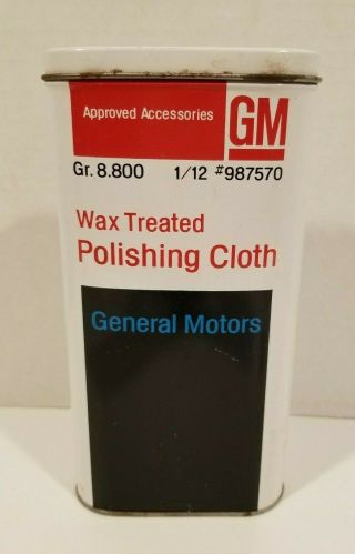 Vintage General Motors Wax Treated Polishing Cloth In Tin 987570
