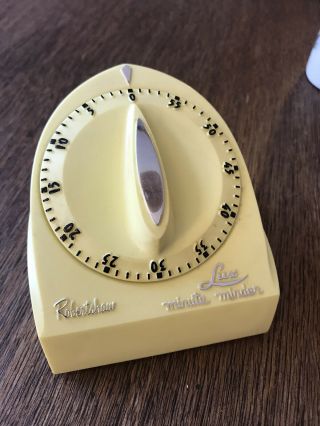 Vintage Yellow Robertshaw Lux Minute Minder Mid Century Atomic
