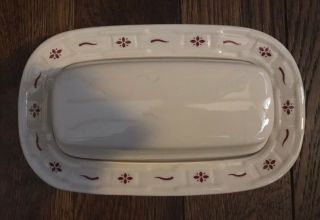 Longaberger Pottery Woven Traditions Classic Red Covered Butter Dish Usa