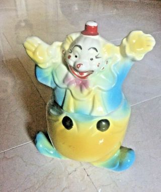 Vintage Cookie Jar 1950s Usa Mccoy Smiling Face Circus Clown Art Pottery 11 "