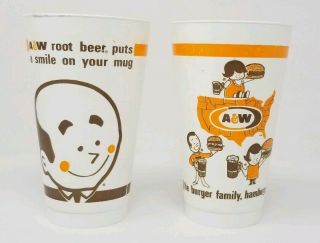 2 Vintage Retro Molded Plastic Cup A&w Root Beer Advertising Burger Family Cups
