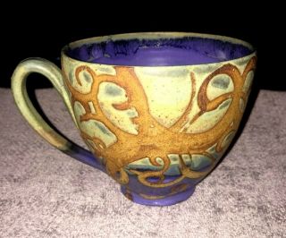 Liz Kinder Art Pottery Large Coffee Soup Mug Cup Signed