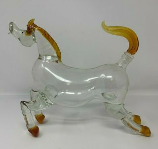 Vintage Blown Art Glass Figural Horse Decanter Bottle W/ Stopper Tail