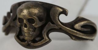 Gott Mit Uns Ww2 German Ring Skull Wwii Trench Art Silverplate Bronze Size 10.  5