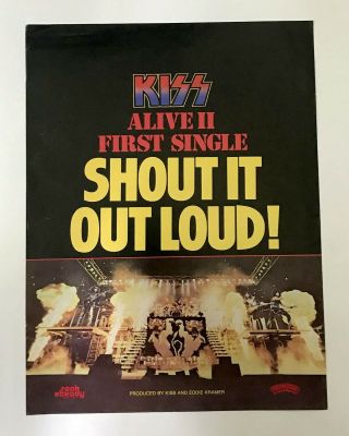 Kiss Alive Ii Shout It Out Load 1977 Short Print Poster Type Ad,  Bonus Review