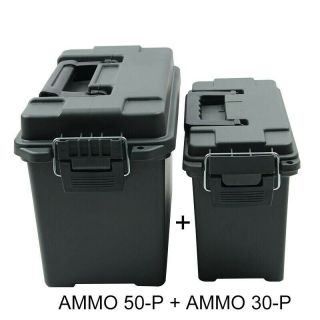 2 Ammo Box Military Style Plastic Storage Can Heavy Duty Caliber Bulk Ammo Crate