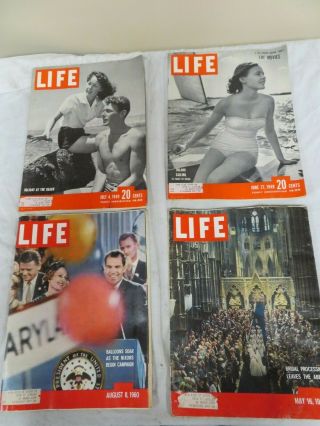 4 Life Magazines 1949 - 60 Great Shape Great Old Ads Nixon,  Queen Getting Married