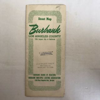 Vintage 1957 Burbank Ca Brochure Map Los Angeles County