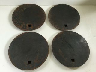 Antique 4 Cast Iron Wood Cook Stove Burner Cover Plates Inserts 8 3/8 " Inches