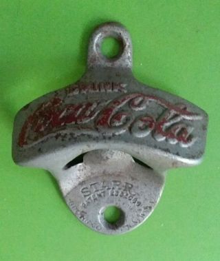Vintage Starr Brown Co Drink Coca - Cola Cast Iron Wall Mount Bottle Opener Pat 