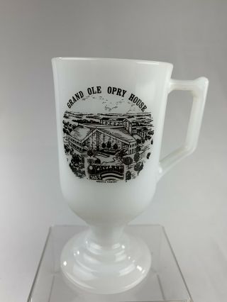 Vintage Grand Ole Opry House Footed Milk Glass Mug - Opryland Usa Nashville Tn
