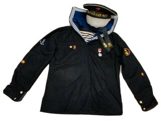 Russian Military Naval Navy Jacket Tunic,  Cap Soviet Uniform Rare,  М Size,  Ww2