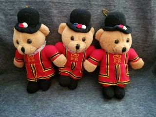 Set Of 3 Er Elizabeth Regina British Royal Guard Teddy Bears Plush - 10 "