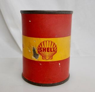 Shell Gas Motor Oil,  Vintage Advertising Coin Bank Tin Can - 83711