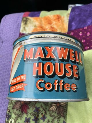Vintage Maxwell House 1 Pound Drip Grind Coffee Tin Can With Lid