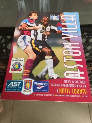 Aston Villa V Notts County 1997 Fac Soccer/football Programme