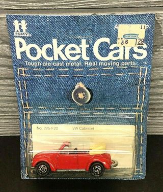 Vintage Tomica Pocket Cars Red Vw Cabriolt Convertible Tomy 1981 Creased 1:60