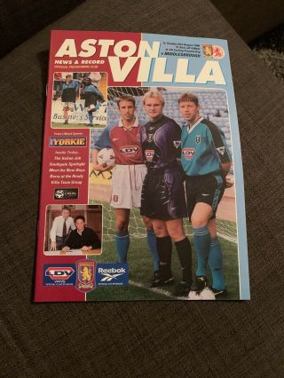 1998 Aston Villa V Middlesbrough Soccer/football Programme