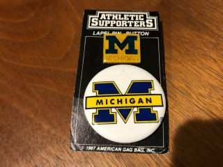 Michigan Lapel Button And Pin.  From 1987.  University Of Michigan Football