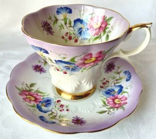 Gorgeous Royal Albert Lavender Cup & Saucer Set,  Lyric Shape,  Cond
