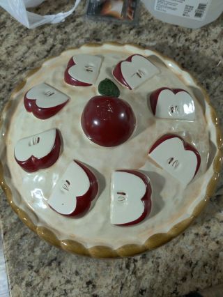 Vtg Ceramic Apple Pie Plate Pie Keeps - Portugal 11 Inch Apple Pie Dish