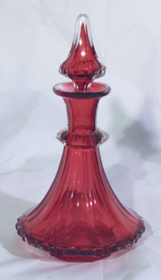 19th C Bohemian Czech Ruby Cranberry Cut Glass Crystal Perfume Scent Bottle
